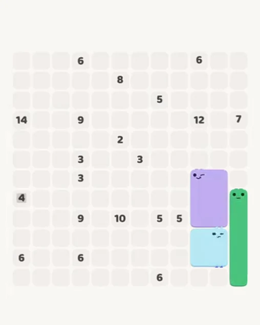 MeowBlock Level 84 after step 3, placing the 6-cell rectangular block at the lower-right area