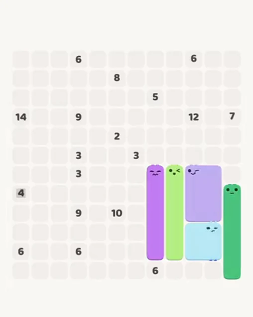 MeowBlock Level 84 after step 5, placing the 5-cell vertical block at the lower-right area
