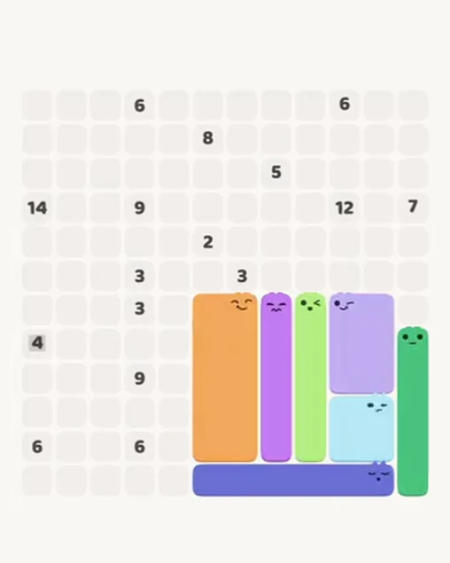 MeowBlock Level 84 after step 7, placing the 6-cell horizontal block at the lower-right area