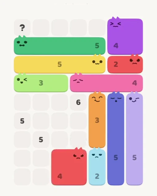 MeowBlock Level 85 after step 11, placing the 4-cell square block at the lower center