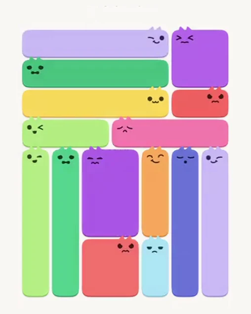 MeowBlock Level 85 after step 15, placing the 5-cell horizontal block at the upper center