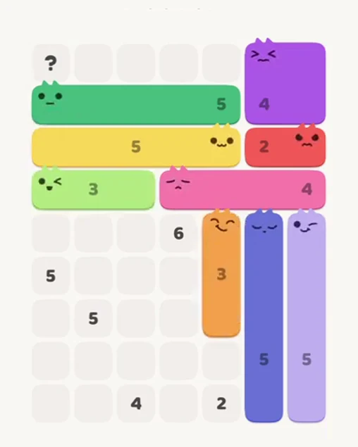 MeowBlock Level 85 after step 9, placing the 3-cell vertical block at the lower-right area