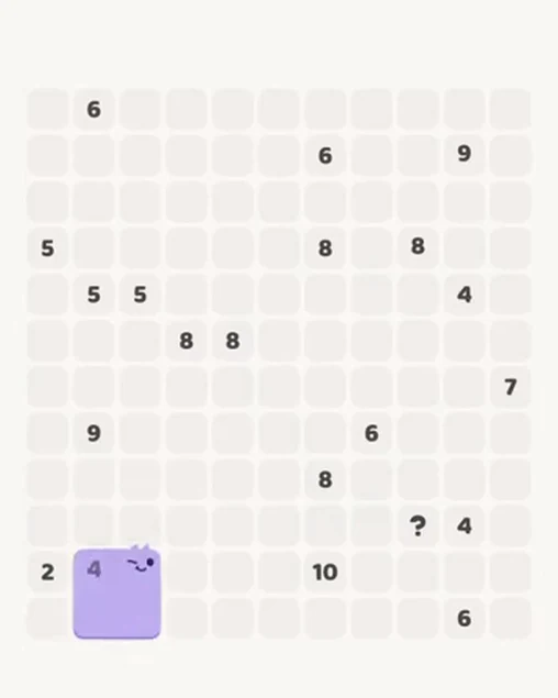 MeowBlock Level 86 after step 1, placing the 4-cell square block at the lower-left area