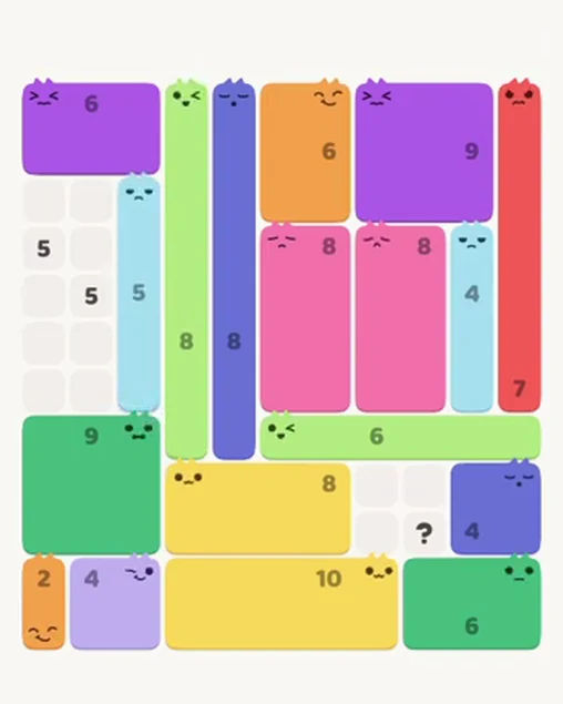 MeowBlock Level 86 after step 18, placing the 5-cell vertical block at the middle-left area