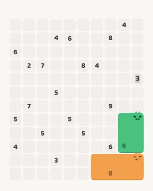 MeowBlock Level 88 after step 2, placing the 6-cell rectangular block at the lower-right area