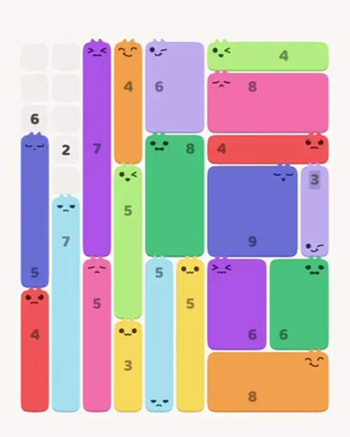 MeowBlock Level 88 after step 20, placing the 5-cell vertical block at the middle-left area