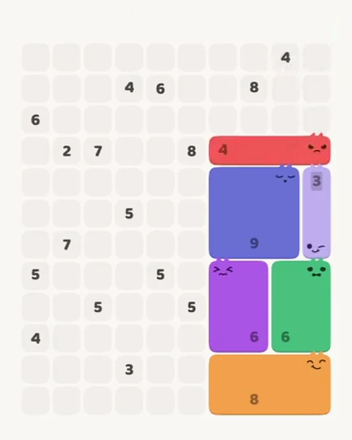 MeowBlock Level 88 after step 6, placing the 4-cell horizontal block at the upper-right area