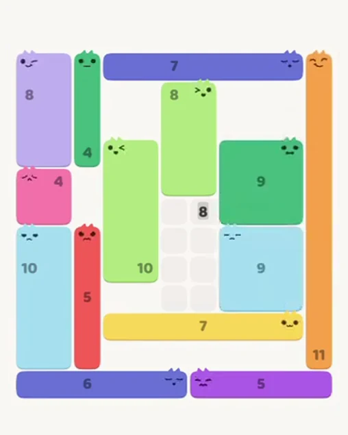 MeowBlock Level 89 after step 14, placing the 9-cell square block at the lower-right area