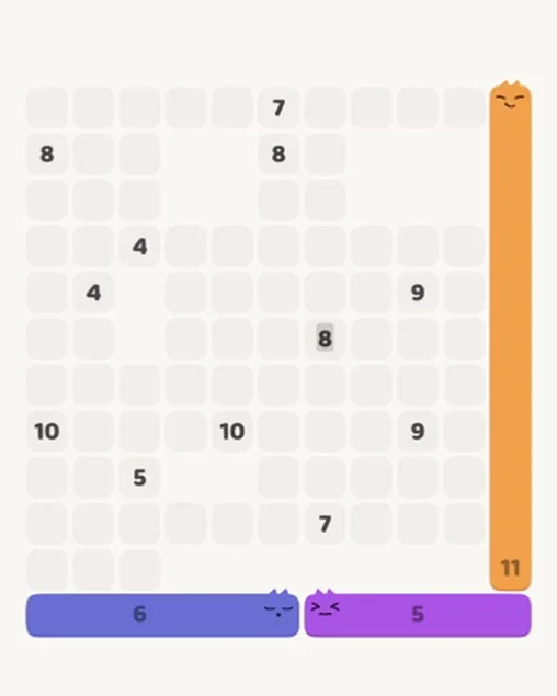 MeowBlock Level 89 after step 3, placing the 6-cell horizontal block at the lower-left area