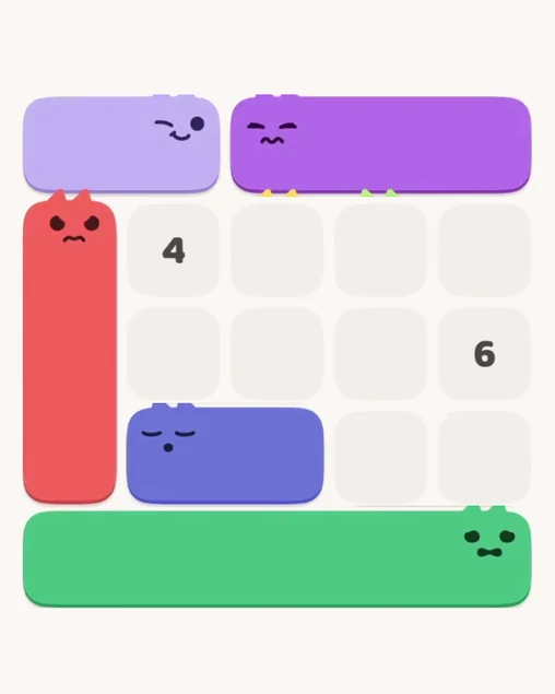 MeowBlock Level 9 after step 5, placing the 2-cell horizontal block at the lower center