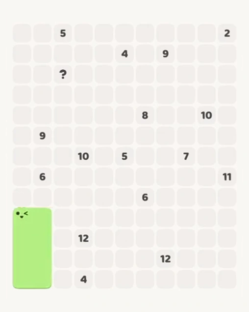 MeowBlock Level 90 after step 1, placing the 8-cell rectangular block at the lower-left area