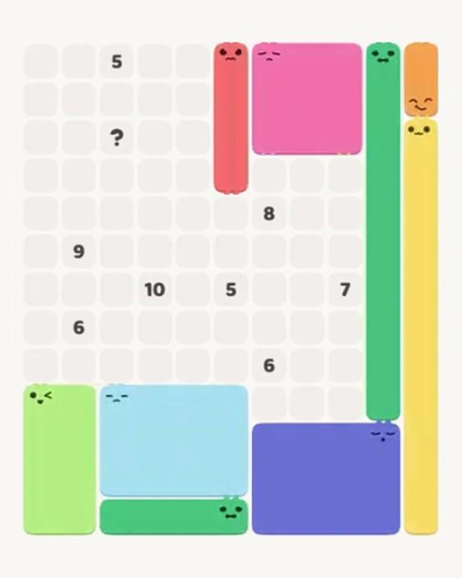 MeowBlock Level 90 after step 9, placing the 4-cell vertical block at the upper center