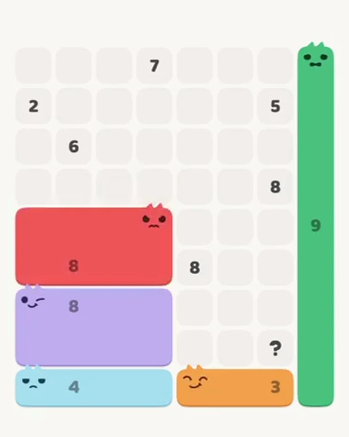 MeowBlock Level 91 after step 5, placing the 8-cell rectangular block at the middle-left area