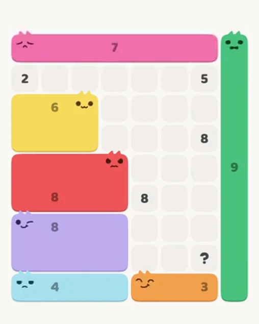 MeowBlock Level 91 after step 7, placing the 7-cell horizontal block at the upper center