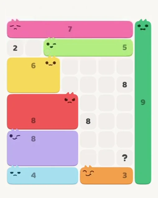 MeowBlock Level 91 after step 8, placing the 5-cell horizontal block at the upper center