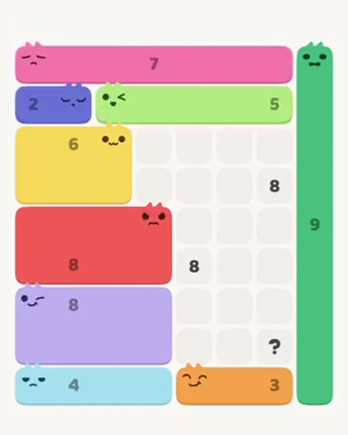 MeowBlock Level 91 after step 9, placing the 2-cell horizontal block at the upper-left area