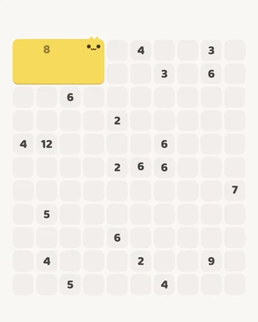 MeowBlock Level 92 after step 1, placing the 8-cell rectangular block at the upper-left area