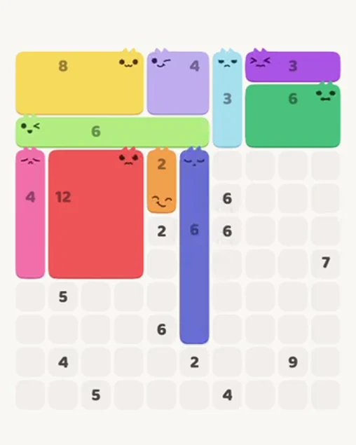 MeowBlock Level 92 after step 10, placing the 6-cell vertical block at the middle center