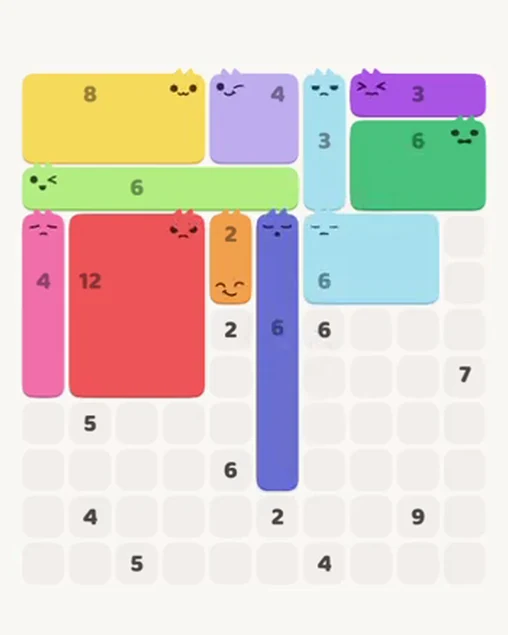 MeowBlock Level 92 after step 11, placing the 6-cell rectangular block at the middle-right area