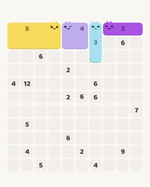 MeowBlock Level 92 after step 4, placing the 3-cell vertical block at the upper-right area