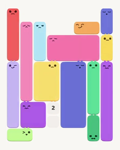 MeowBlock Level 93 after step 15, placing the 6-cell rectangular block at the middle center