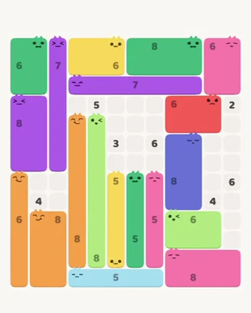 MeowBlock Level 94 after step 19, placing the 6-cell rectangular block at the lower-right area