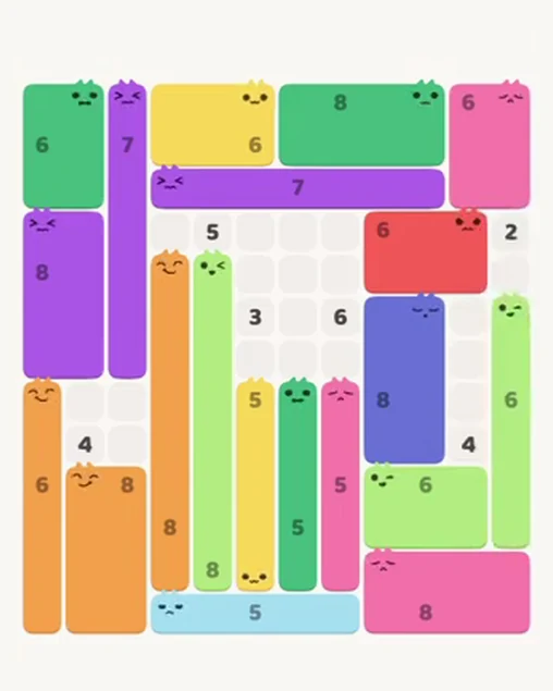 MeowBlock Level 94 after step 20, placing the 6-cell vertical block at the middle-right area