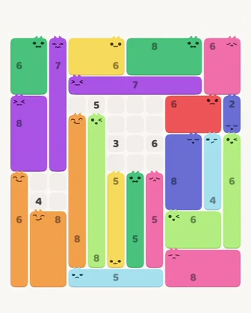 MeowBlock Level 94 after step 22, placing the 4-cell vertical block at the middle-right area