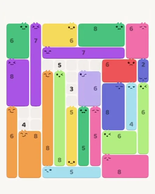 MeowBlock Level 94 after step 23, placing the 6-cell rectangular block at the middle center