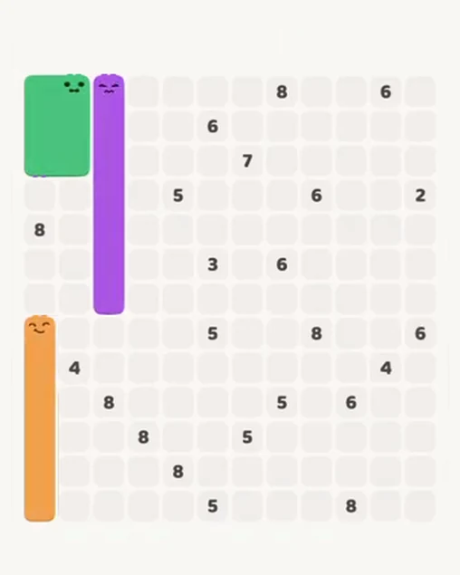 MeowBlock Level 94 after step 3, placing the 6-cell rectangular block at the upper-left area