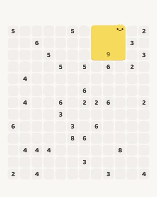 MeowBlock Level 95 after step 1, placing the 9-cell square block at the upper-right area