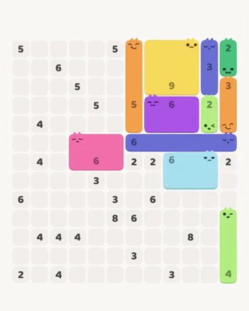 MeowBlock Level 95 after step 11, placing the 6-cell rectangular block at the middle-right area