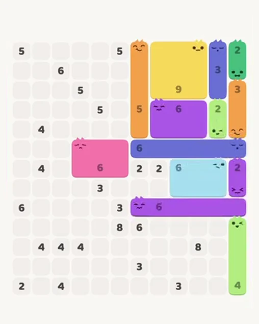 MeowBlock Level 95 after step 13, placing the 6-cell horizontal block at the lower-right area