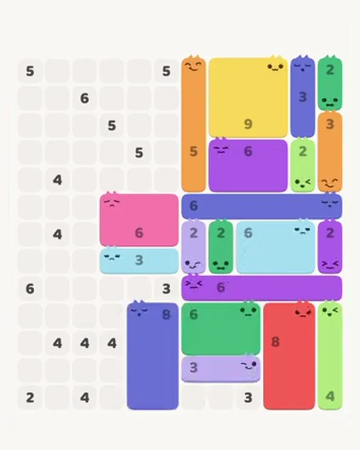 MeowBlock Level 95 after step 20, placing the 3-cell horizontal block at the lower-right area