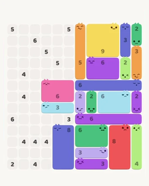 MeowBlock Level 95 after step 21, placing the 3-cell horizontal block at the lower-right area