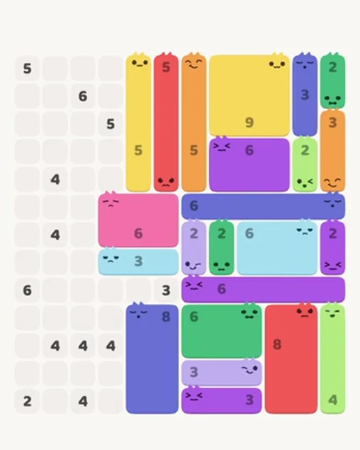 MeowBlock Level 95 after step 23, placing the 5-cell vertical block at the upper center