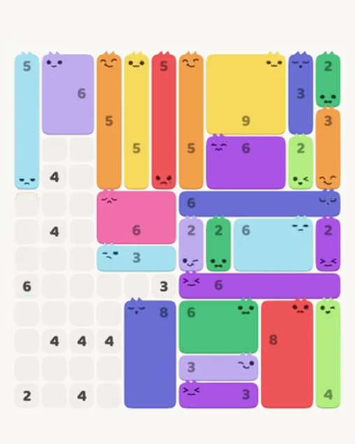 MeowBlock Level 95 after step 26, placing the 5-cell vertical block at the upper-left area