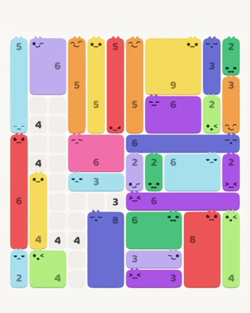 MeowBlock Level 95 after step 30, placing the 4-cell square block at the lower-left area