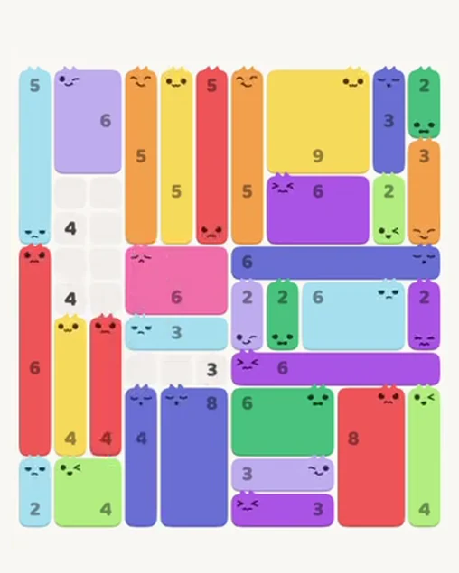 MeowBlock Level 95 after step 32, placing the 4-cell vertical block at the lower-left area