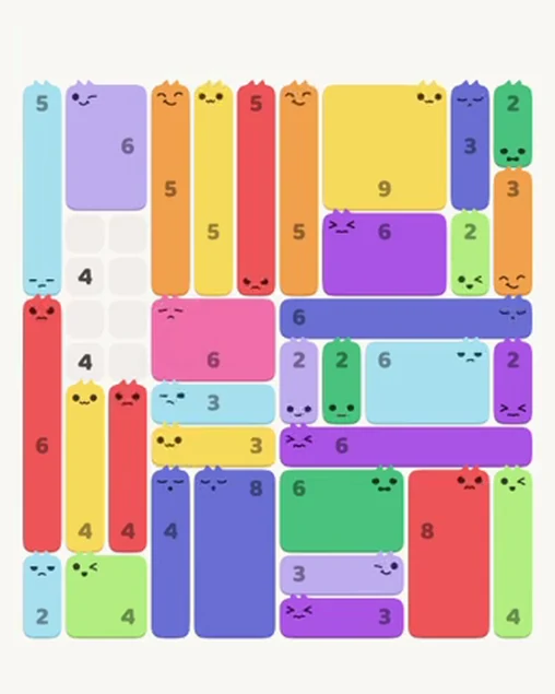 MeowBlock Level 95 after step 33, placing the 3-cell horizontal block at the lower center