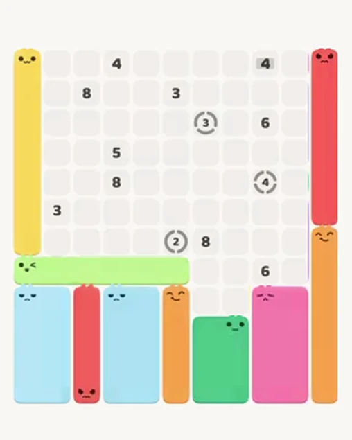 MeowBlock Level 96 after step 10, placing the 6-cell vertical block at the lower-right area