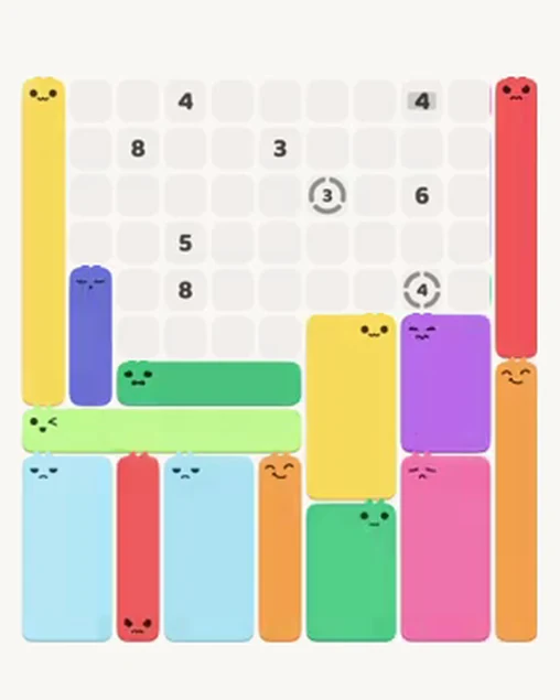 MeowBlock Level 96 after step 14, placing the 3-cell vertical block at the middle-left area