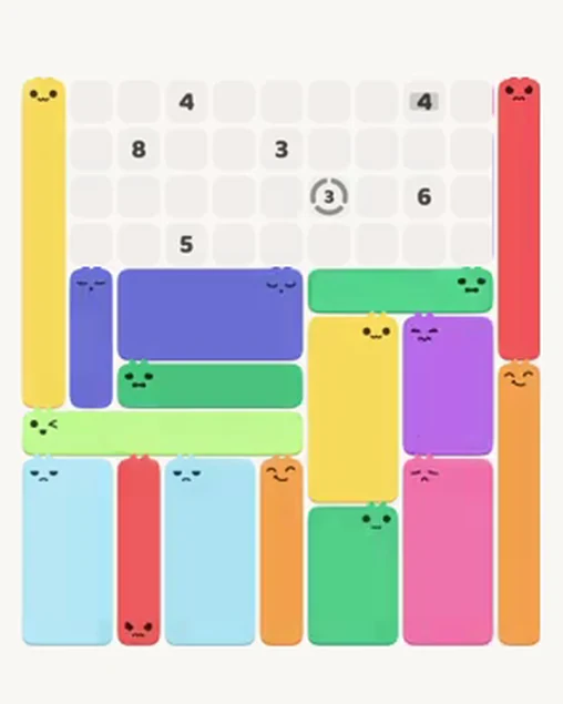MeowBlock Level 96 after step 16, placing the 4-cell horizontal block at the middle-right area