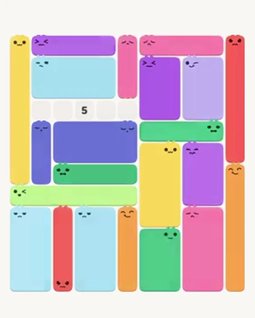 MeowBlock Level 96 after step 22, placing the 8-cell rectangular block at the upper-left area