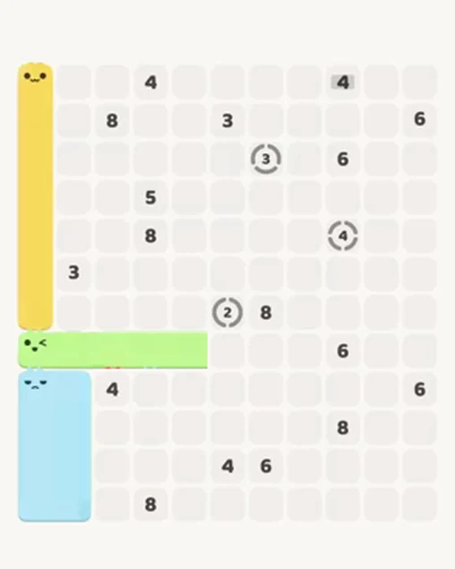 MeowBlock Level 96 after step 3, placing the 5-cell horizontal block at the lower-left area