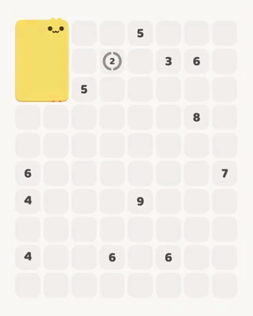 MeowBlock Level 97 after step 1, placing the 6-cell rectangular block at the upper-left area