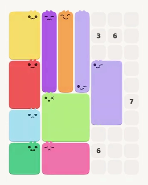 MeowBlock Level 97 after step 10, placing the 8-cell rectangular block at the middle-right area