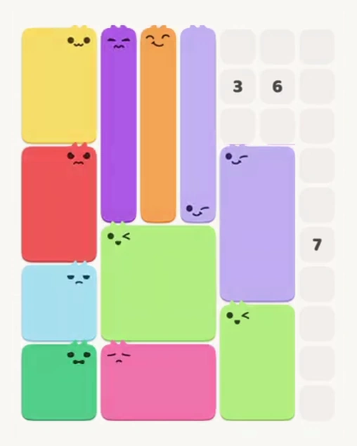 MeowBlock Level 97 after step 11, placing the 6-cell rectangular block at the lower-right area