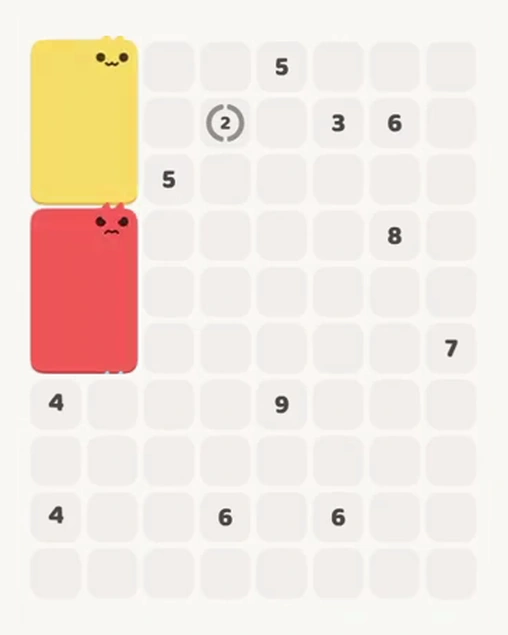 MeowBlock Level 97 after step 2, placing the 6-cell rectangular block at the middle-left area