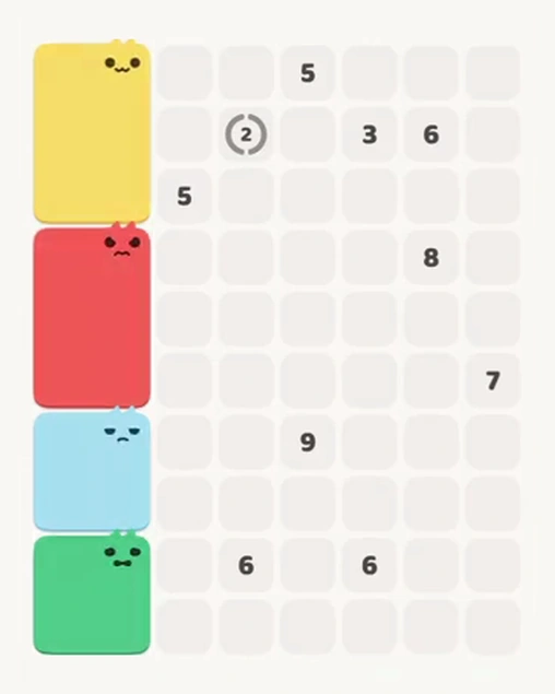 MeowBlock Level 97 after step 4, placing the 4-cell square block at the lower-left area